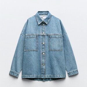 Zara Blue Denim Shirt Jacket